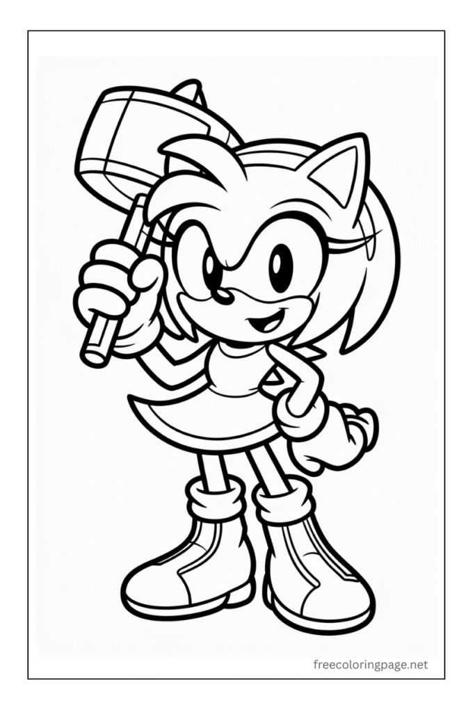 coloring page of amy rose from sonic