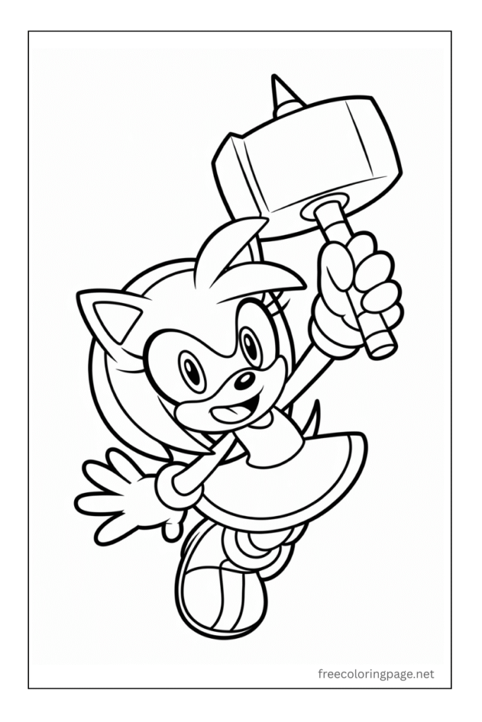 amy rose coloring page from sonic