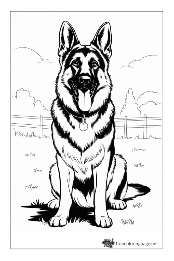 coloring page of real dog german shepherd 