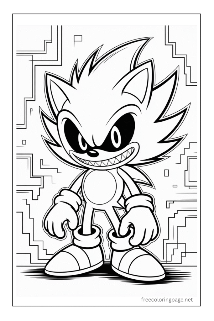 coloring sheet of creepy sonic exe zombie sonic