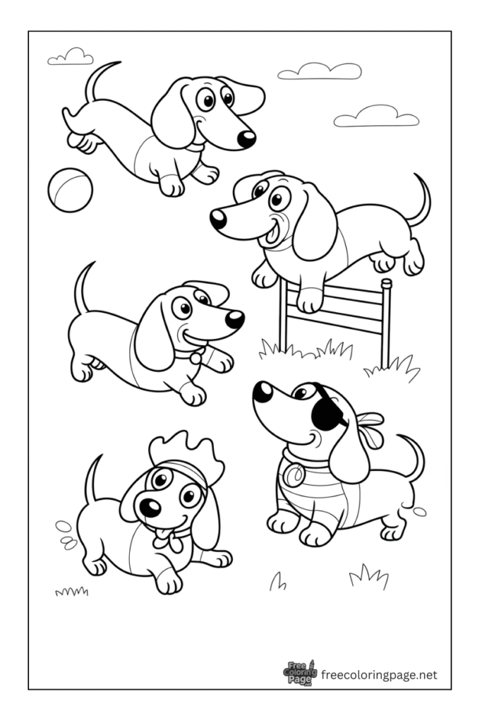 coloring page of dachshund dog puppy