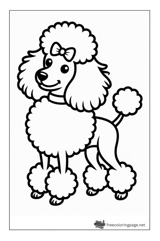 coloring page of poodle dog looking left side