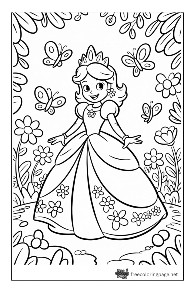 coloring pages of mario daisy princess with flower in background