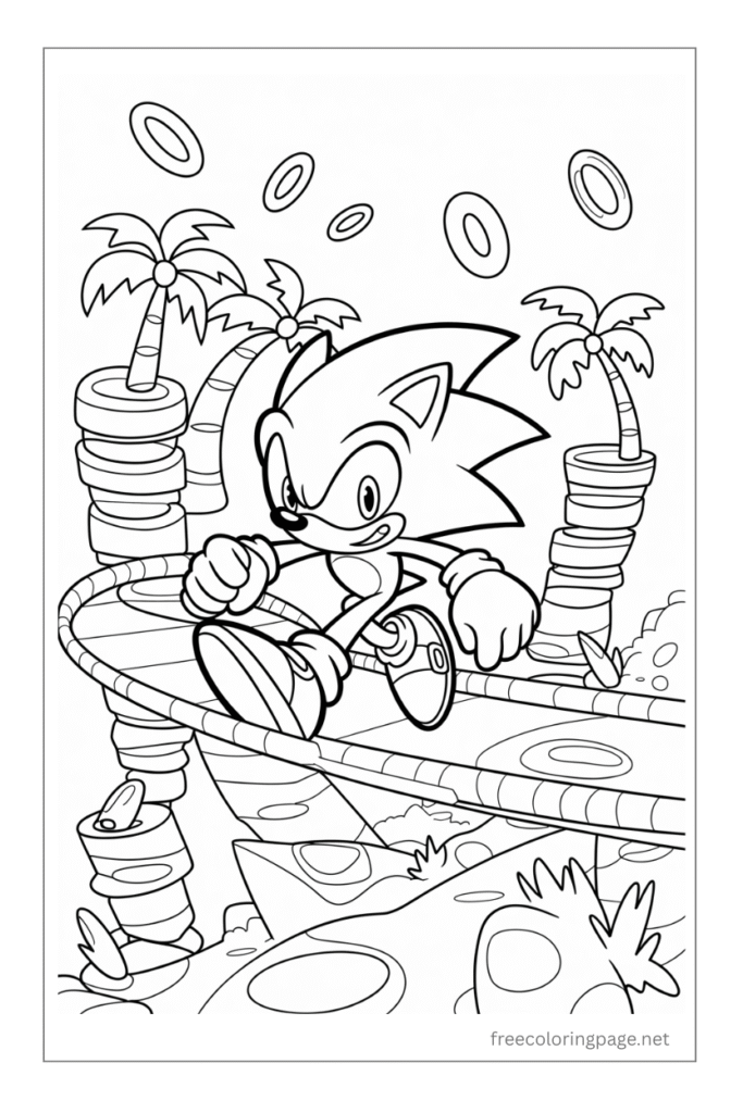 coloring page of dark sonic
