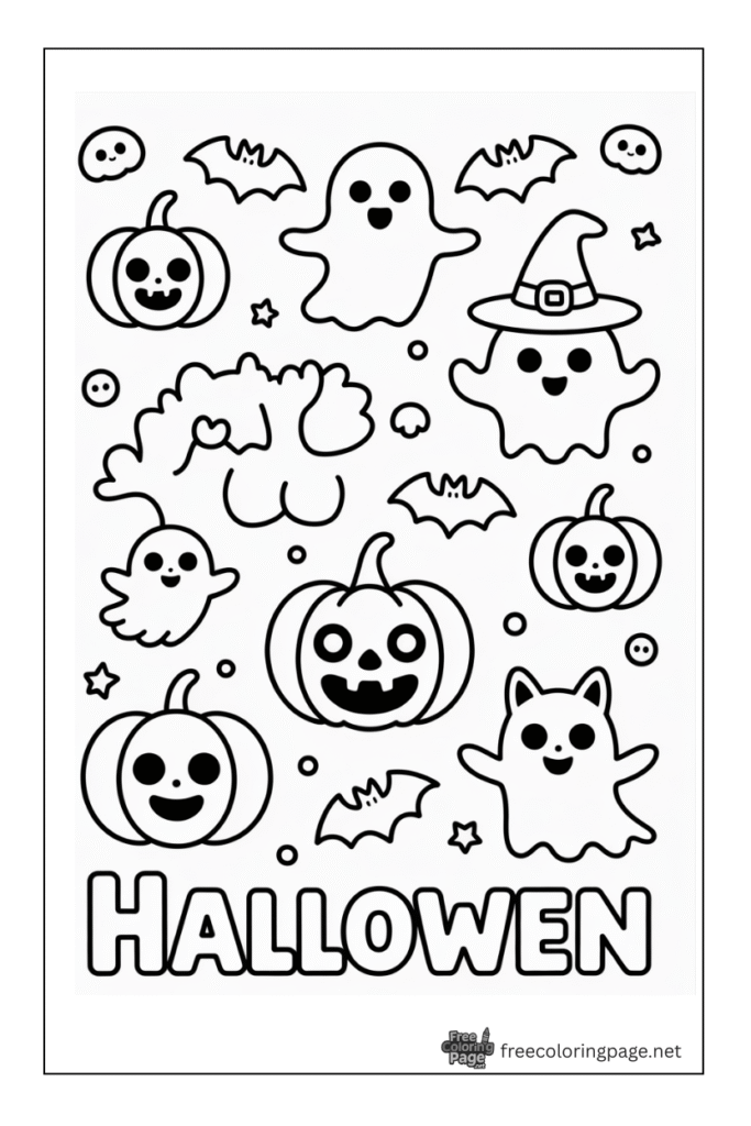 halloween coloring page easy ghost pumpkin