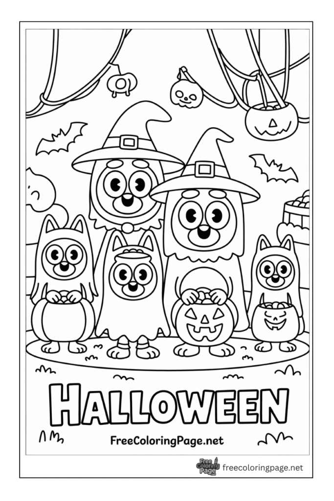 halloween coloring page bluey halloween celebration