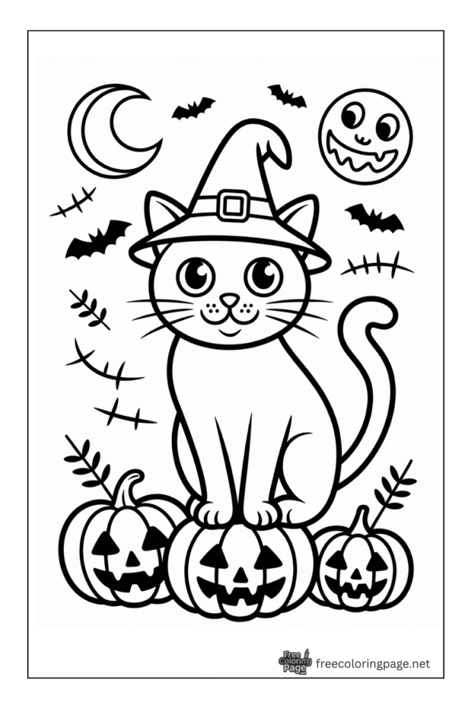 halloween coloring page cat halloween celebration