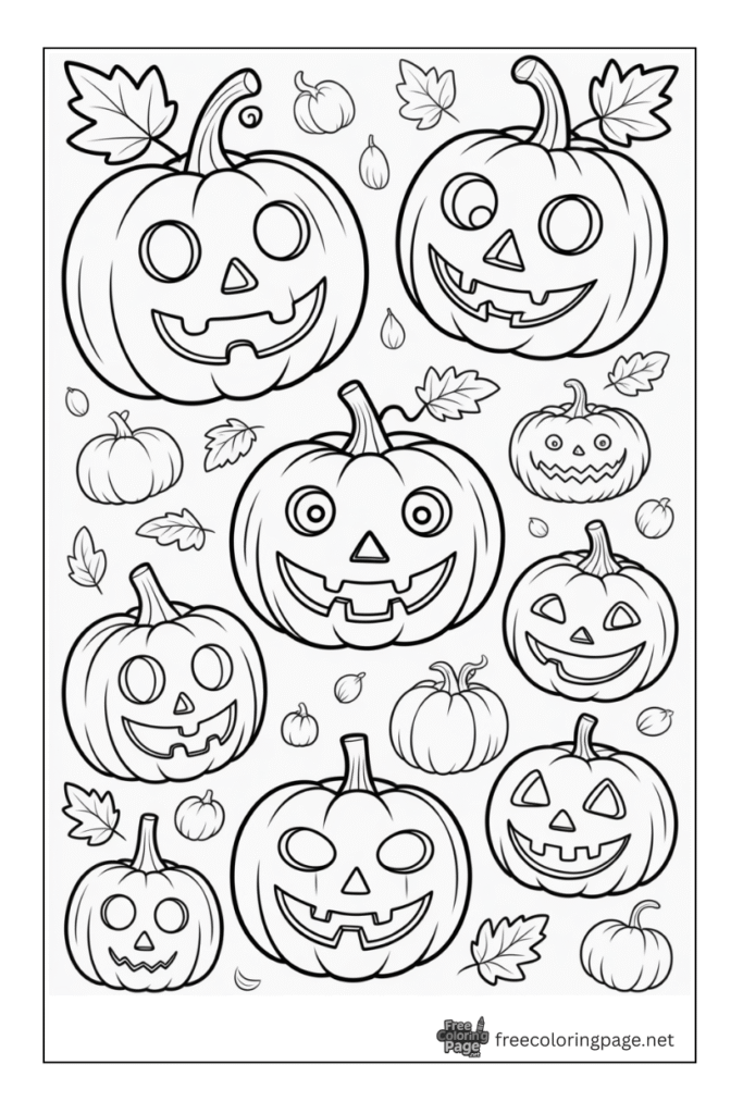 halloween coloring page creepy pumpkins