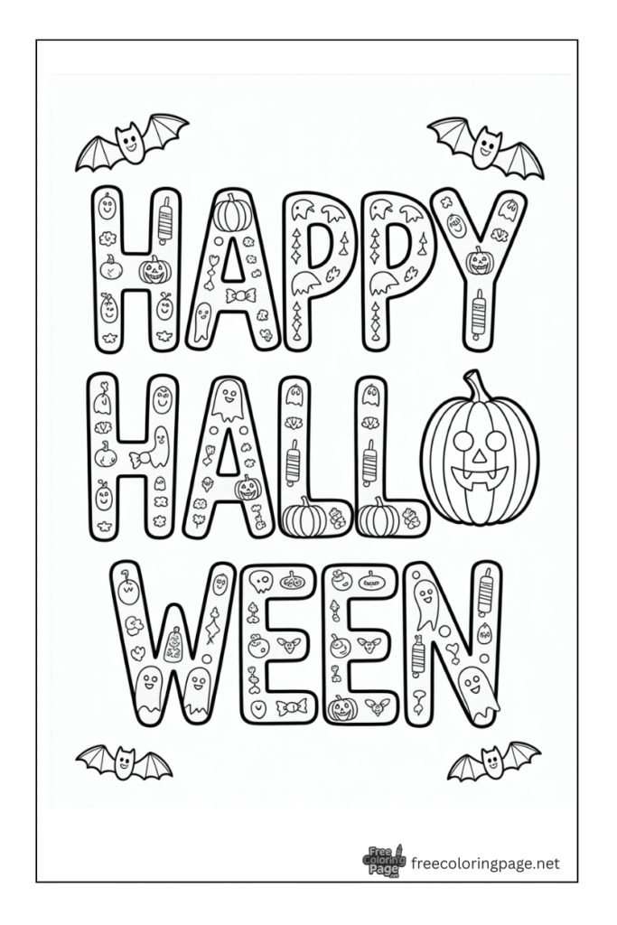 halloween coloring page happy halloween 