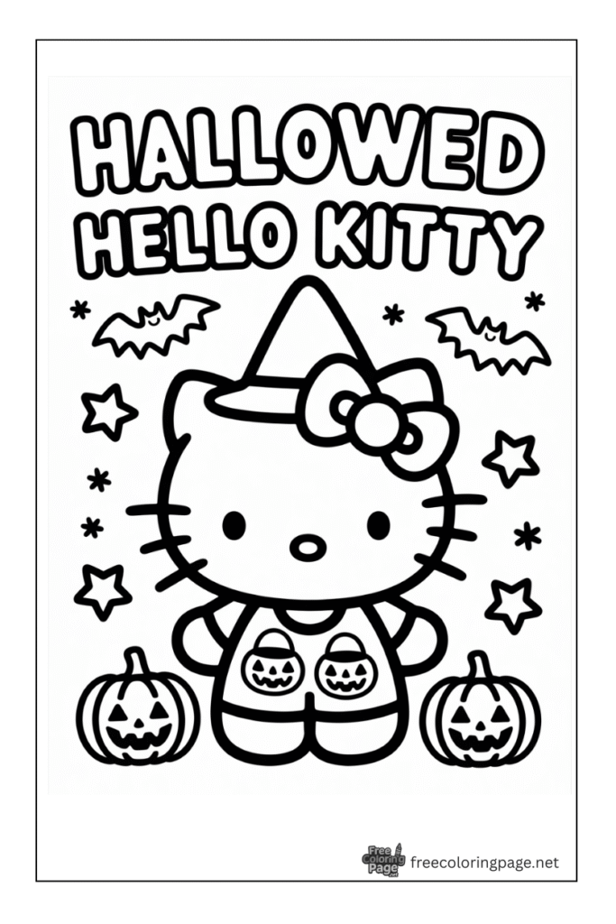halloween coloring page hello kitty halloween