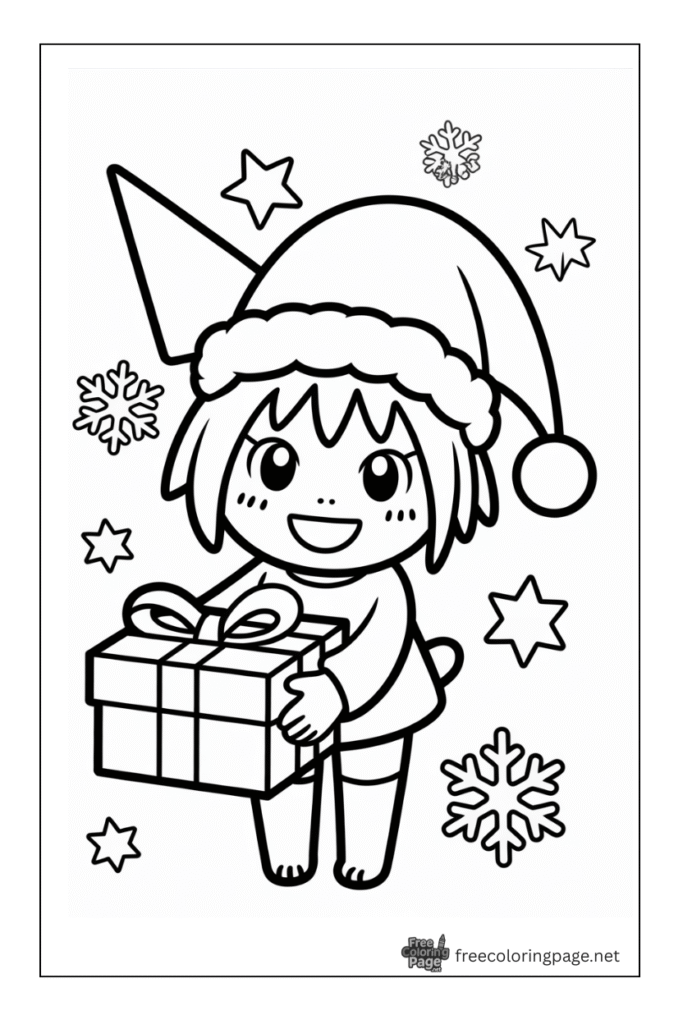 coloring page of kuromi christmas celebration costume
