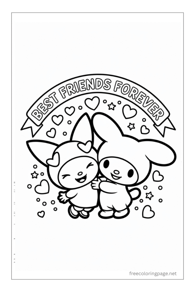 coloring page of kuromi and my melody