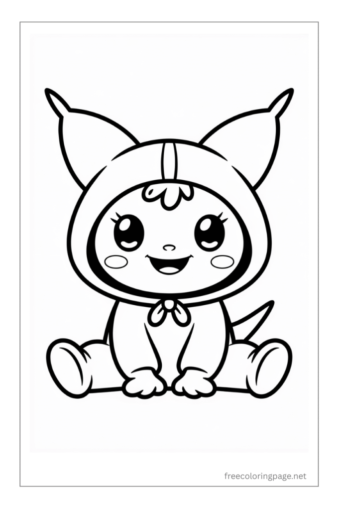 coloring page of kuromi cute face
