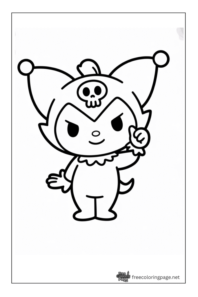coloring page of kuromi sanrio with angry look