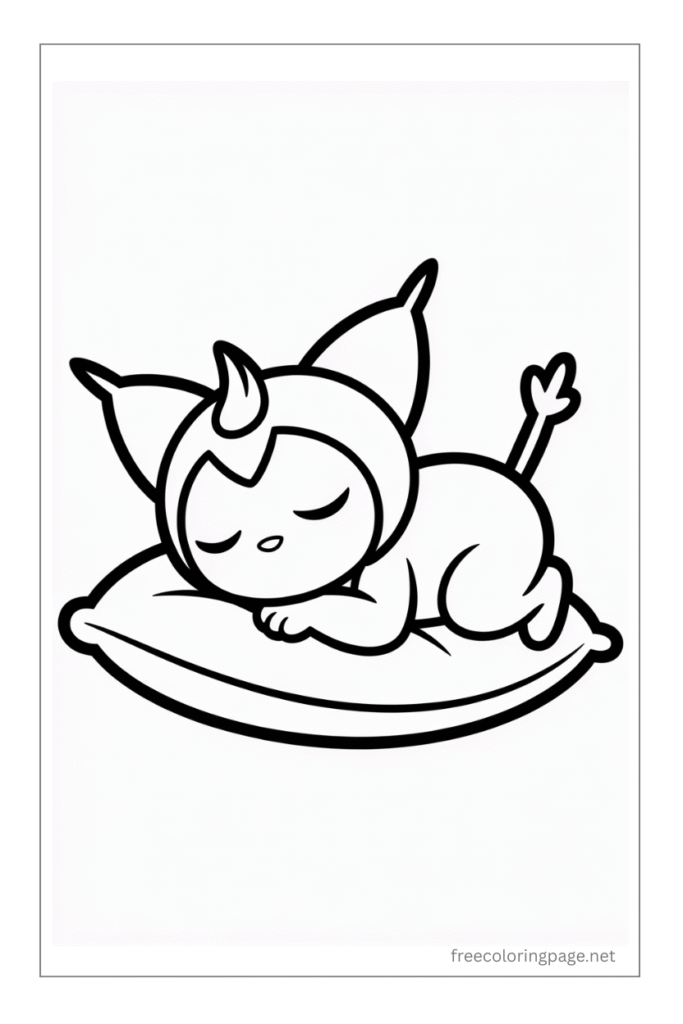coloring page of kuromi sleeping