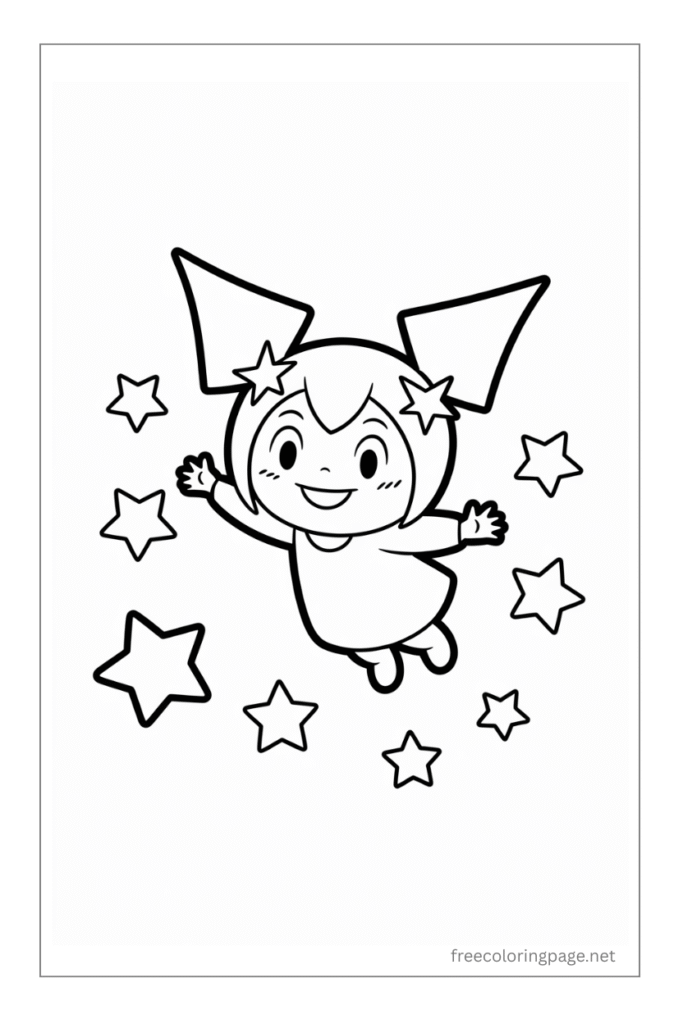 coloring page of kuromi kawaii flying