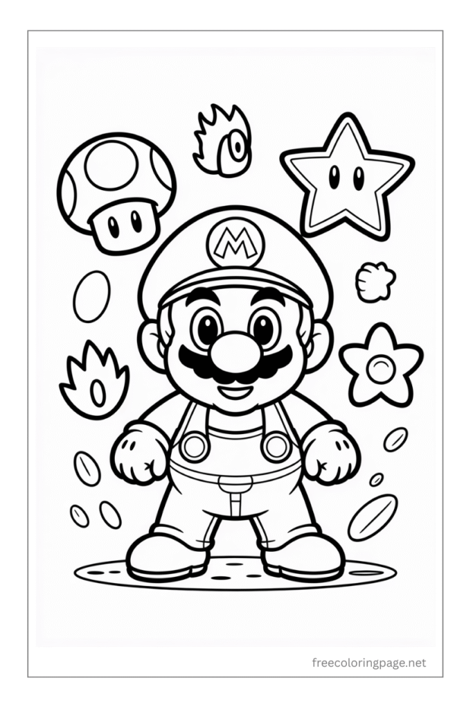 coloring page of marion with star background
