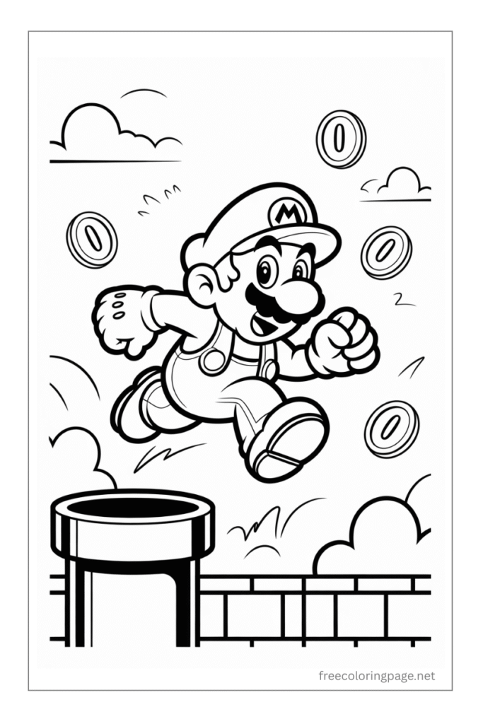 marion jumping over pipe coloring page