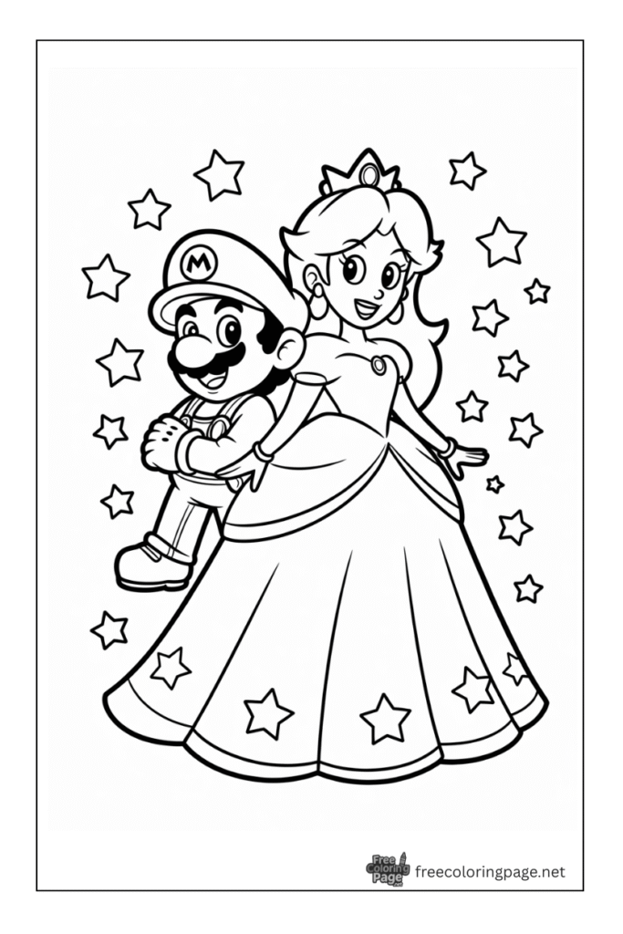 coloring pages of mario and princess rosalina