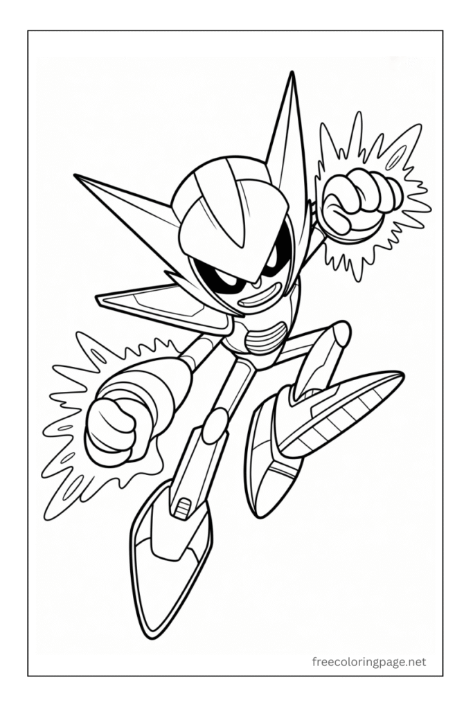 coloring page of sonic metal