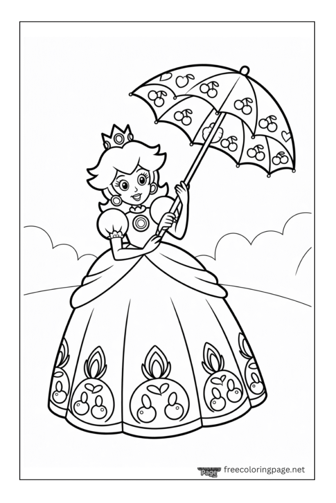 coloring pages of mario princess peach