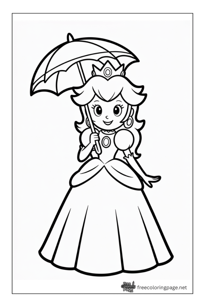 coloring pages of mario peach princess in simple background