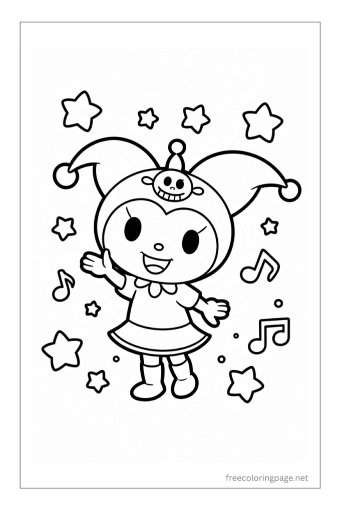 coloring page of kuromi sanrio style