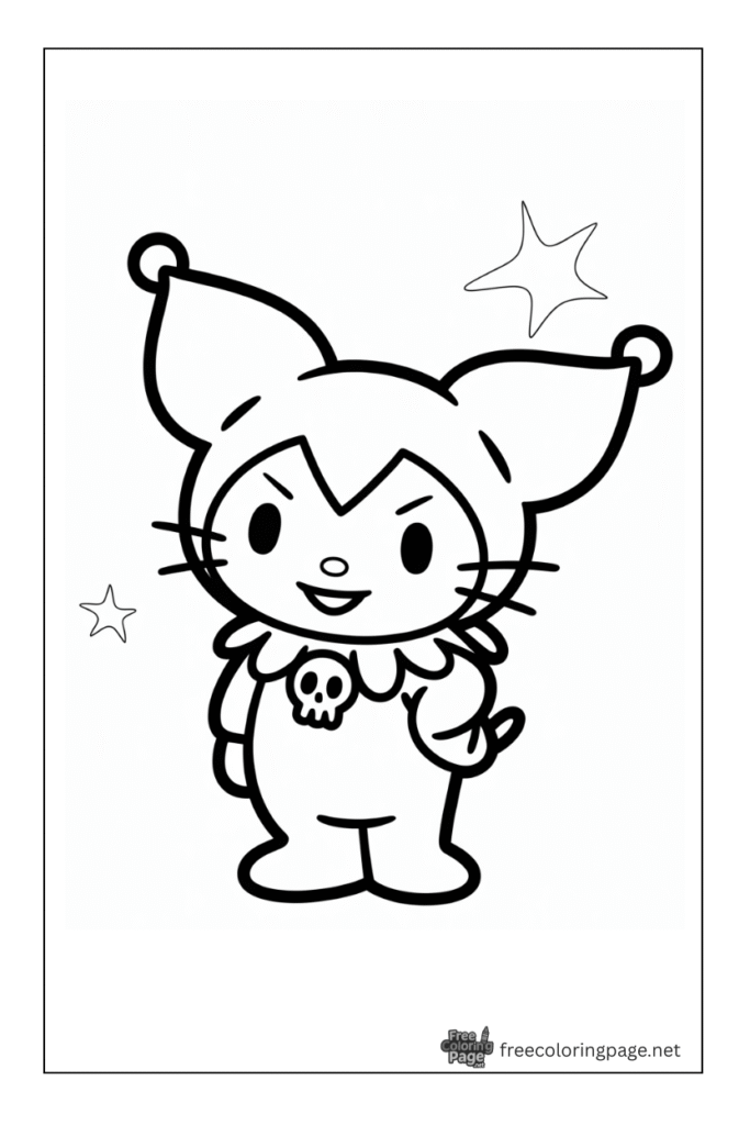 coloring page of kuromi sanrio inspired style