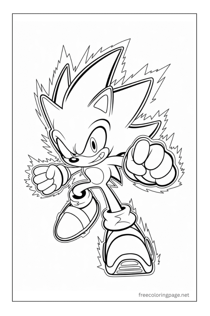 coloring sheet of shin sonic fight