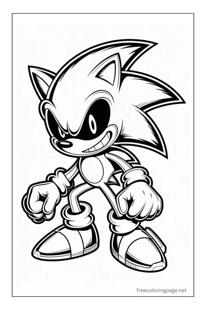 coloring page of sonic exe or zombie sonic