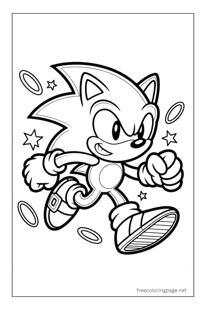 coloring page of sonic running