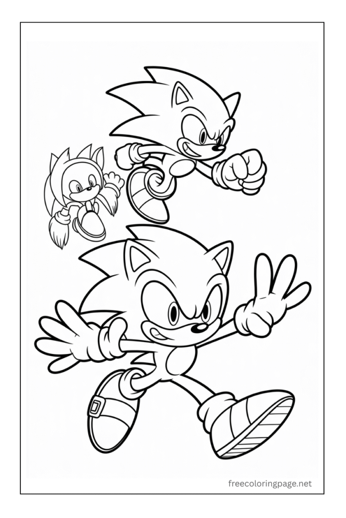 coloring page of sonic shadow and tails