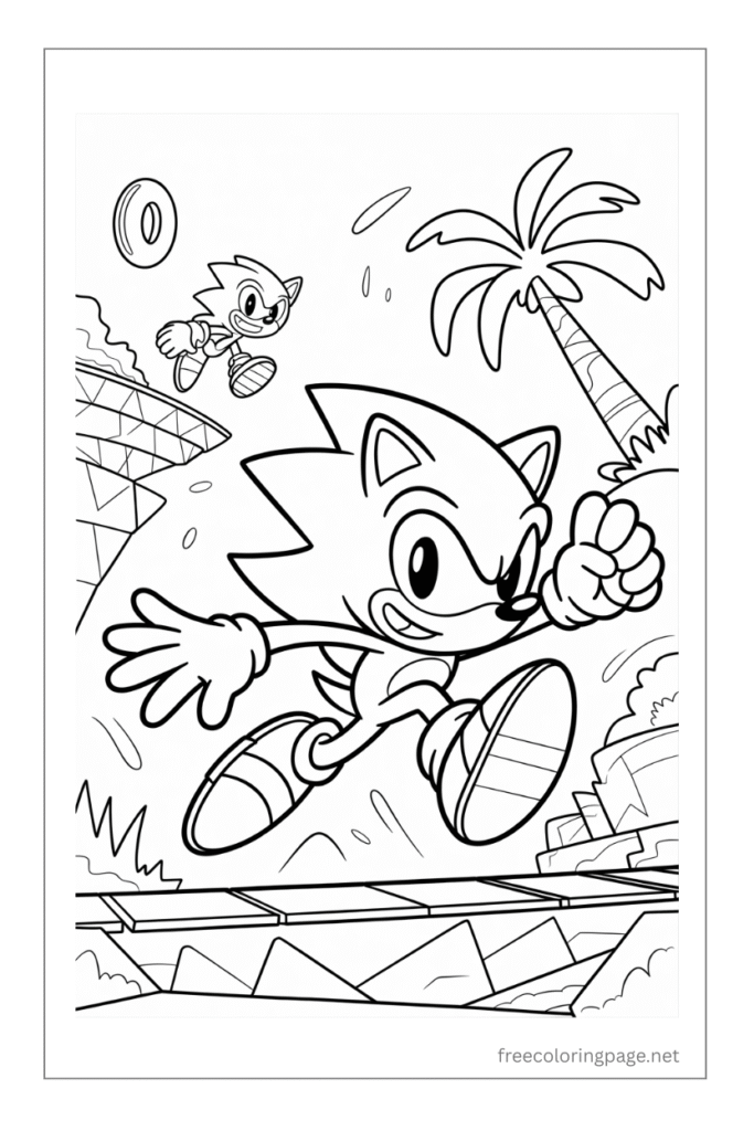 sonic and tails running coloring page
