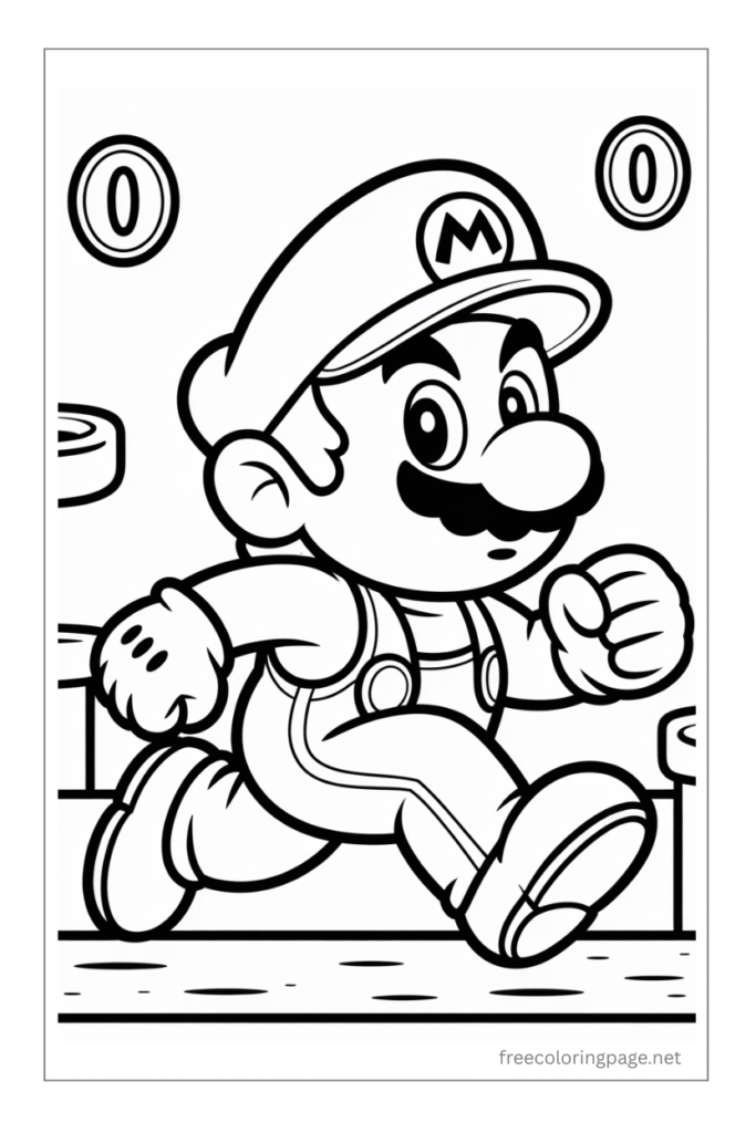 coloring page of mario running