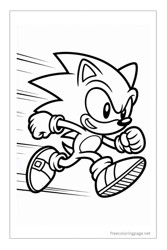 coloring page of super sonic running fast