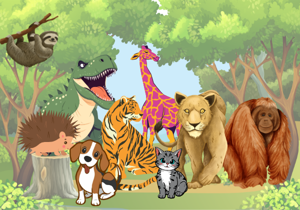 animals coloring page jungle scene