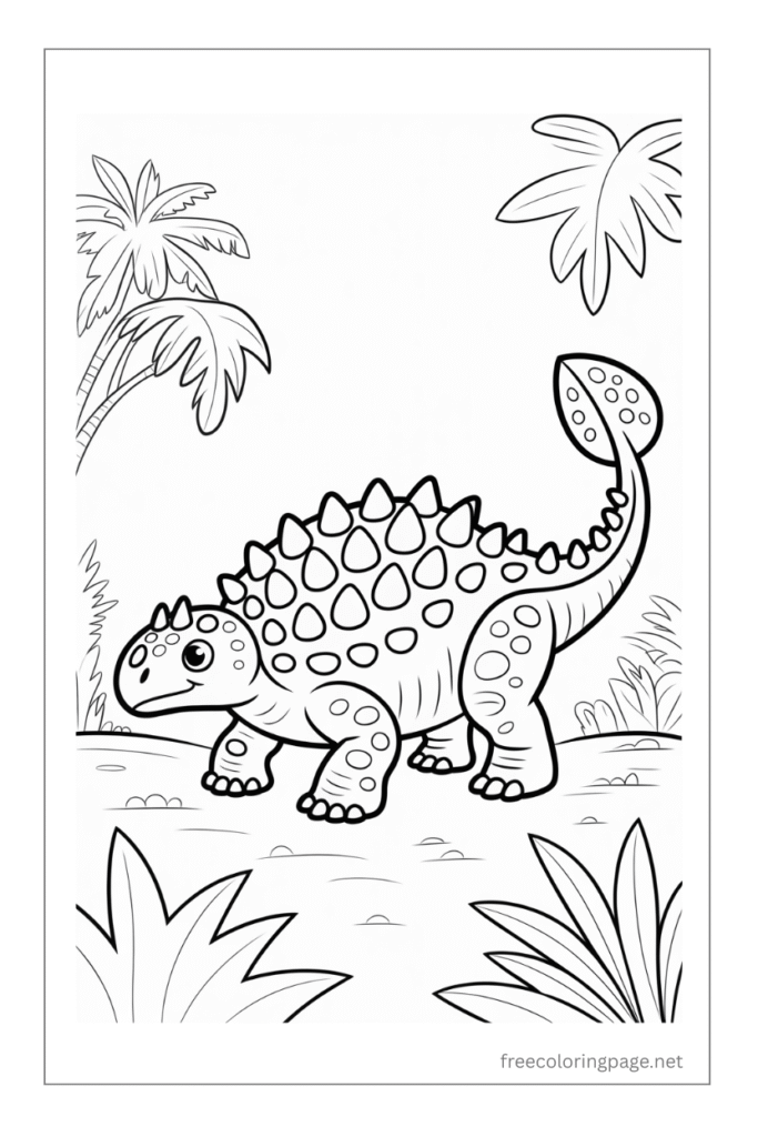 coloring page of  ankylosaurus dinosaur 