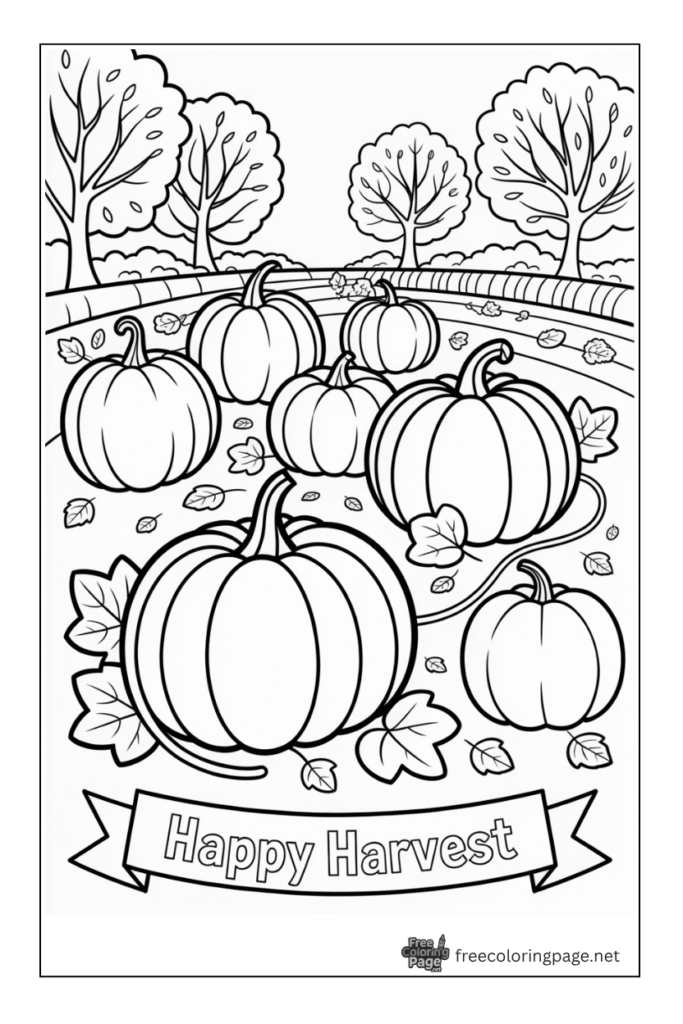 coloring page of autumn happy harvest
