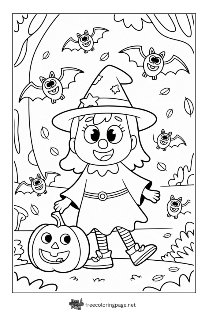 coloring page of coco from bluey in halloween costume