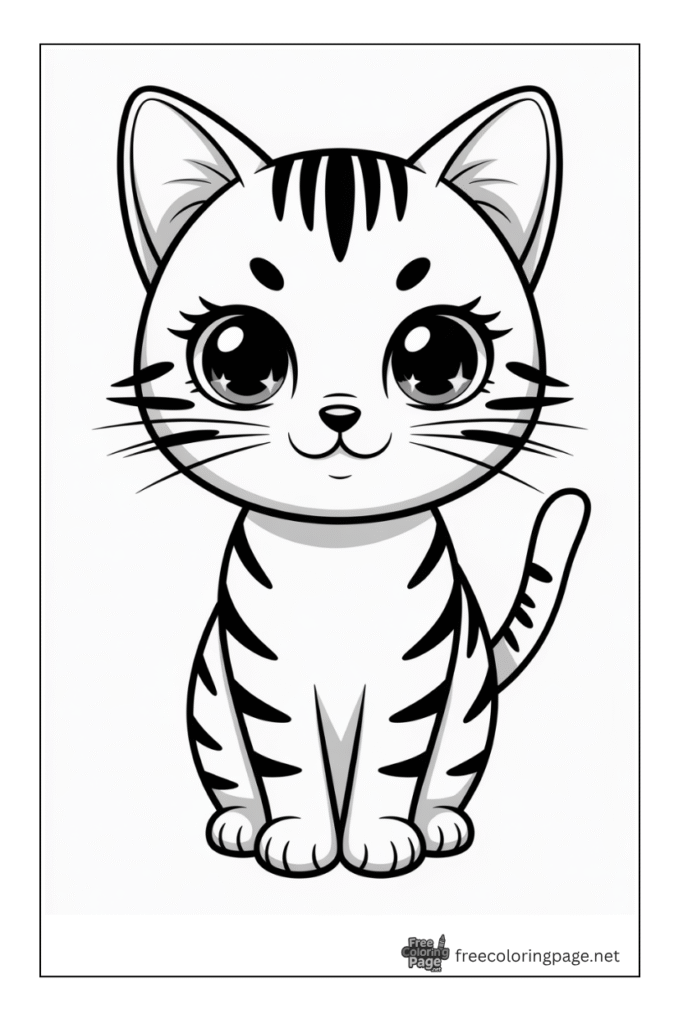 Coloring page of realistic kitten