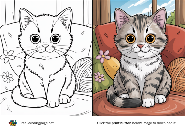 cat coloring pages colored cat