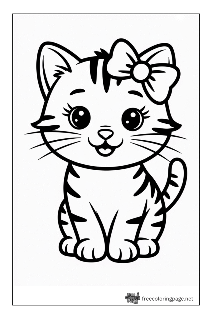 coloring page of kitten cat