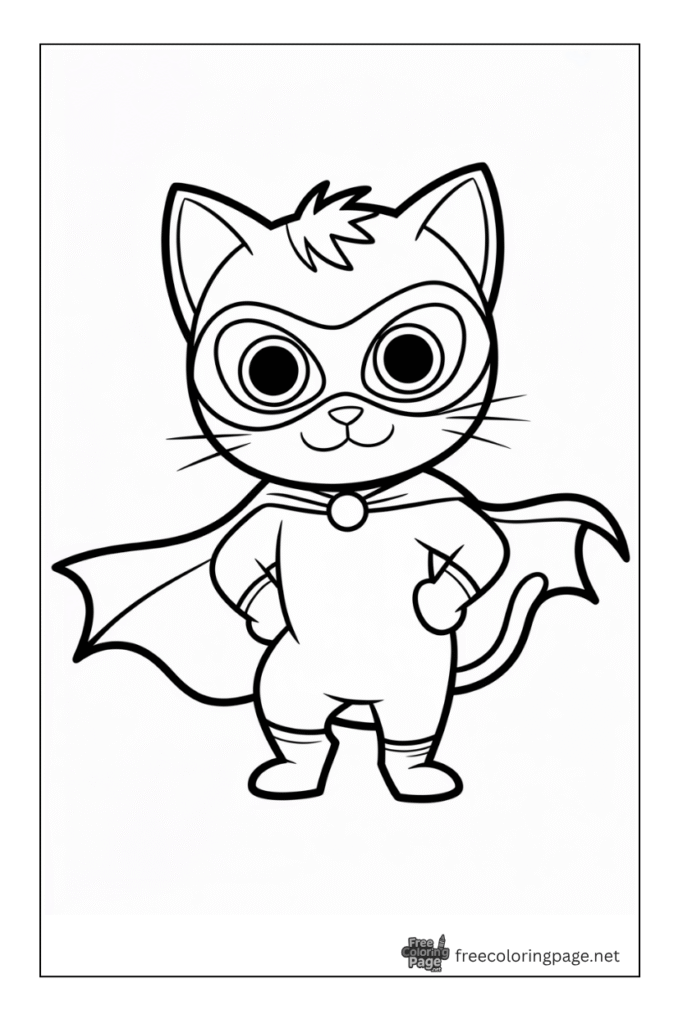 coloring page of cat noir with hands on wrist