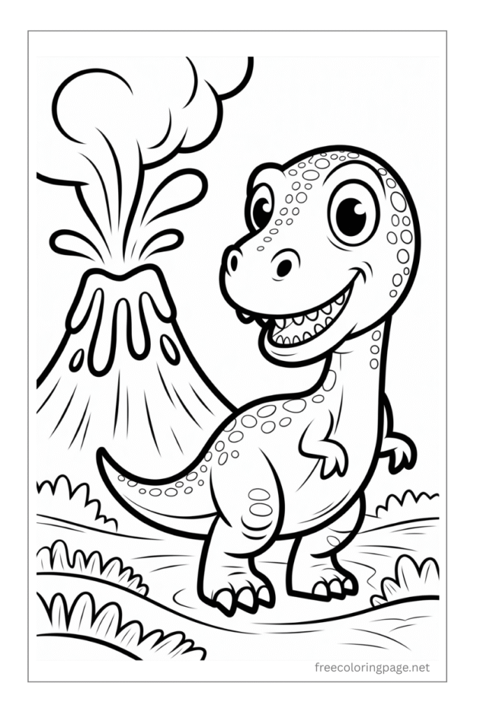 coloring page of  dinosaur baby cartoon