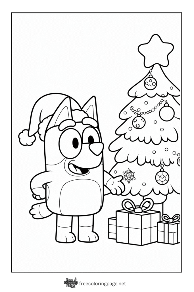 coloring page of bluey christmas celebration