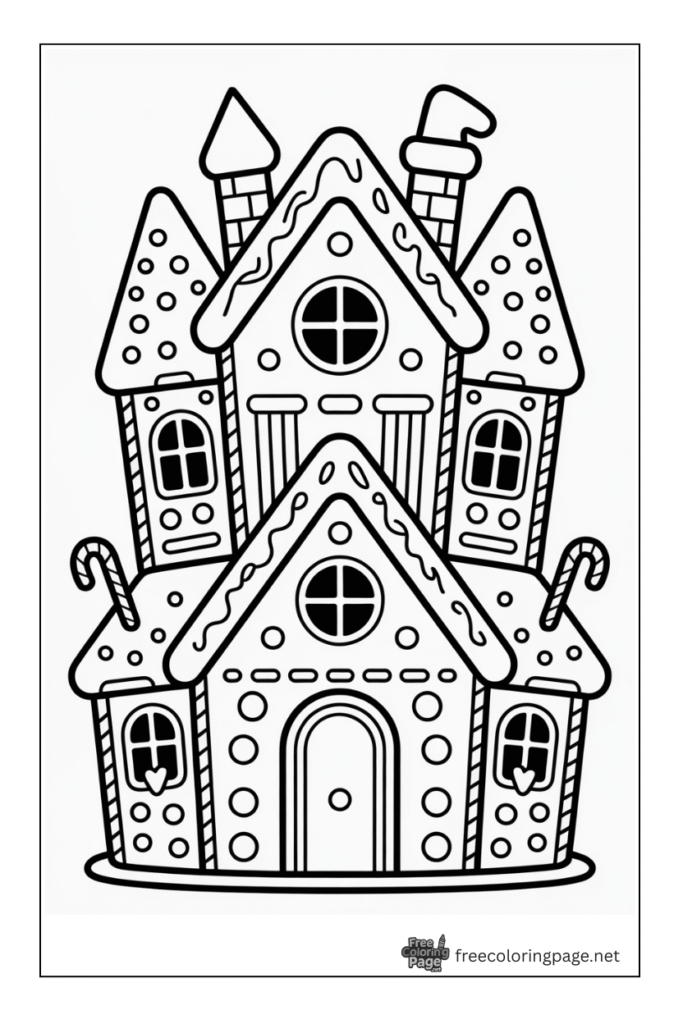 coloring page of christmas gingerbread house
