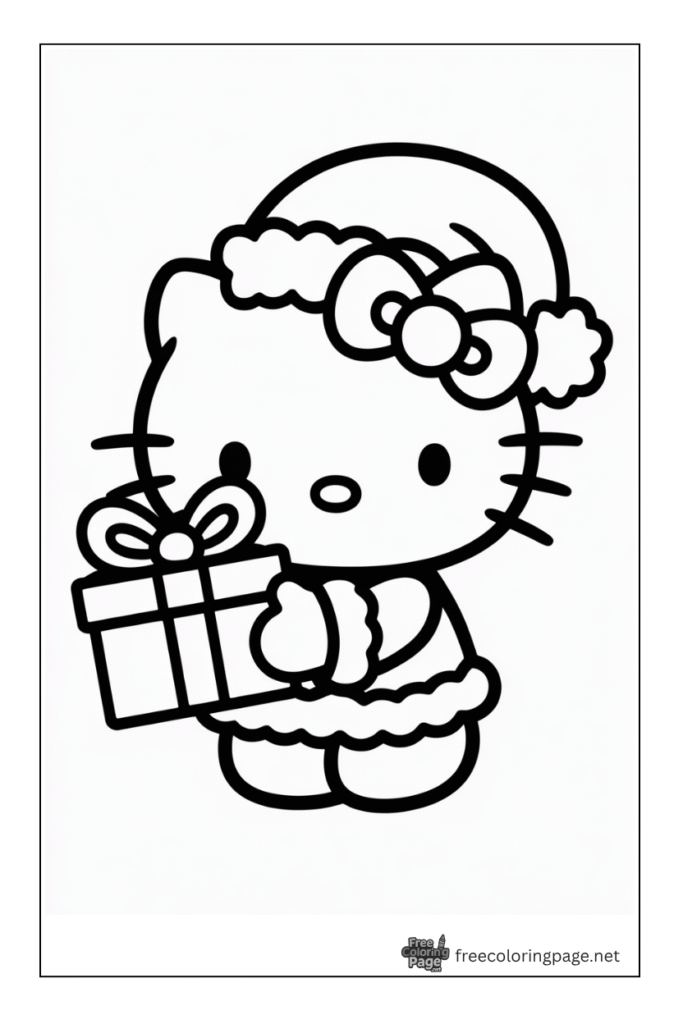 coloring page of hello kitty christmas celebration