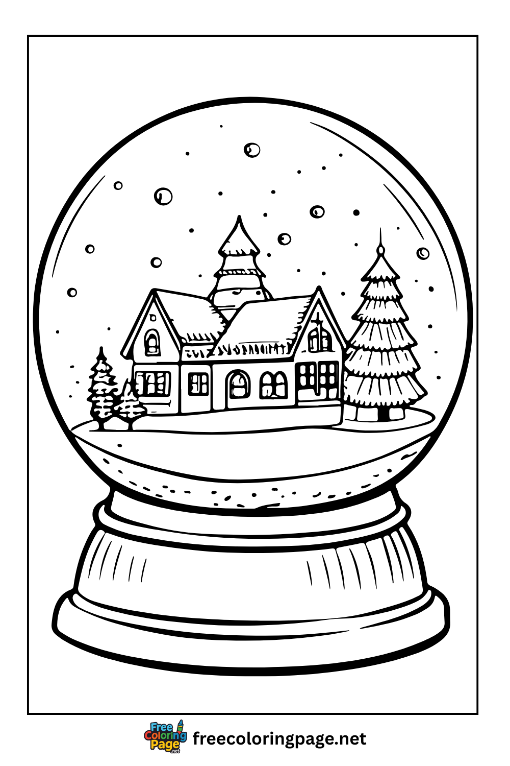 christmas coloring page of crystal globe
