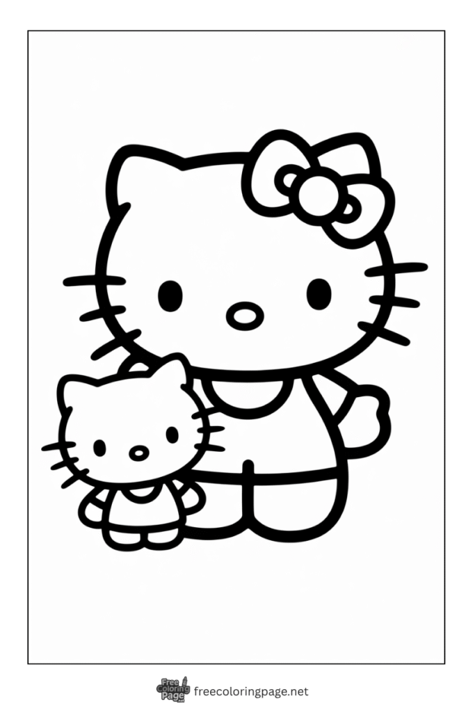 coloring page of hello kitty with chococat together