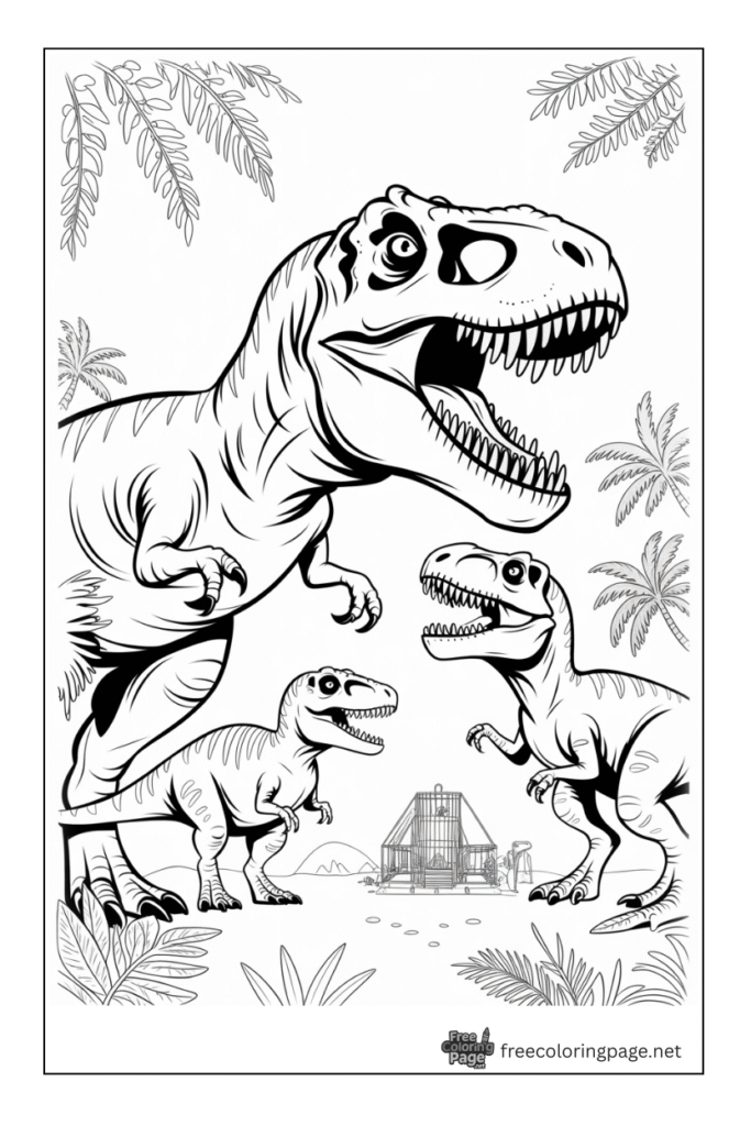 coloring page of dinosaur growl